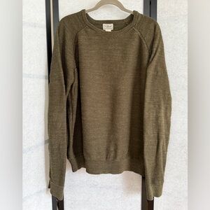 L.L. Bean Organic Cotton Crewneck Sweater ~ Size L ~ Heathered Olive Green